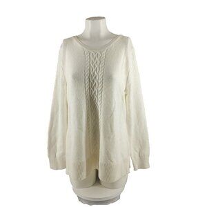 NWT KAREN SCOTT Textured Basic Sweater LARGE(12-14) Winter White Pullover Cotton